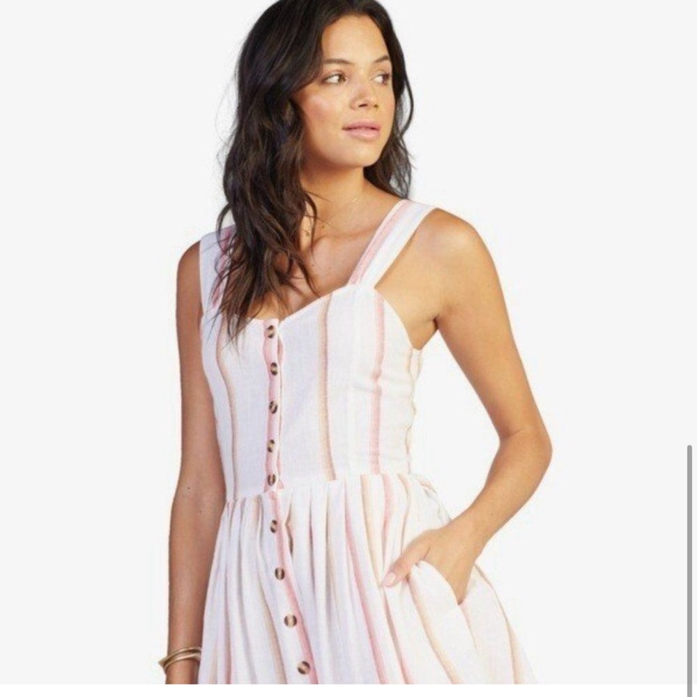 NWT Roxy striped linen fit and flare dress Size L - Picture 4 of 13